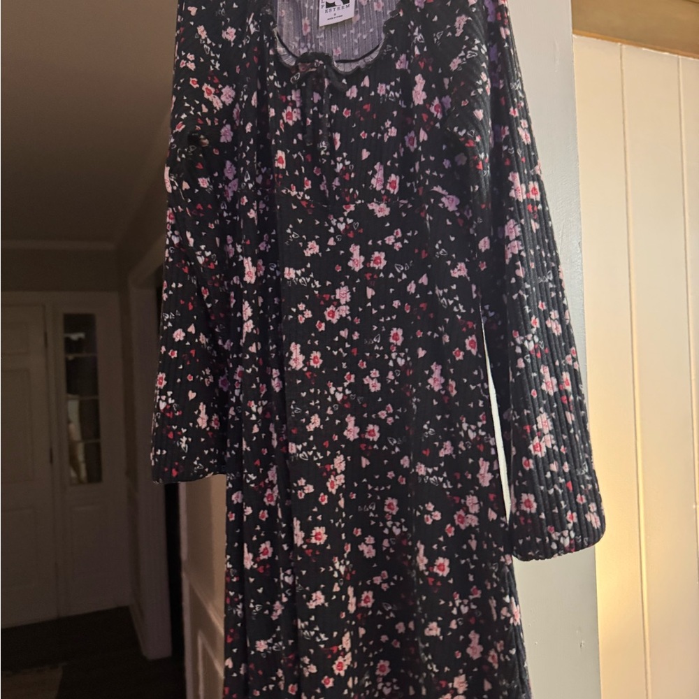 Floral Black Kids Casual Dress
